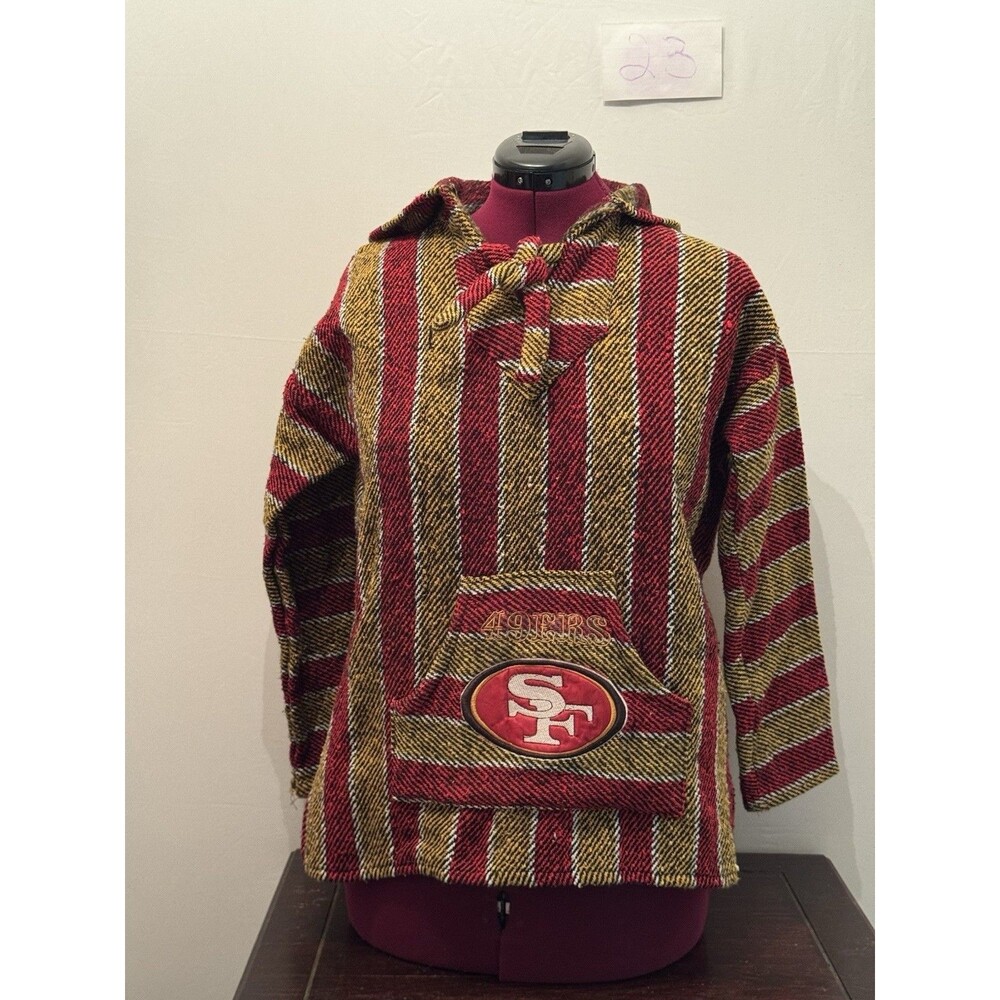 Vintage San Francisco 49ers Baja Hoodie Mexican Blanket Pullover Embroidered